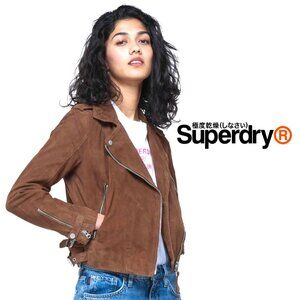 SUPERDRY Yokohama Genuine Tobacco Suede Classic Biker Jacket / NWT